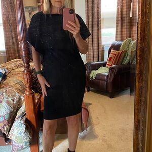 Calvin Klein Black Mini Dress with Cape Sleeves